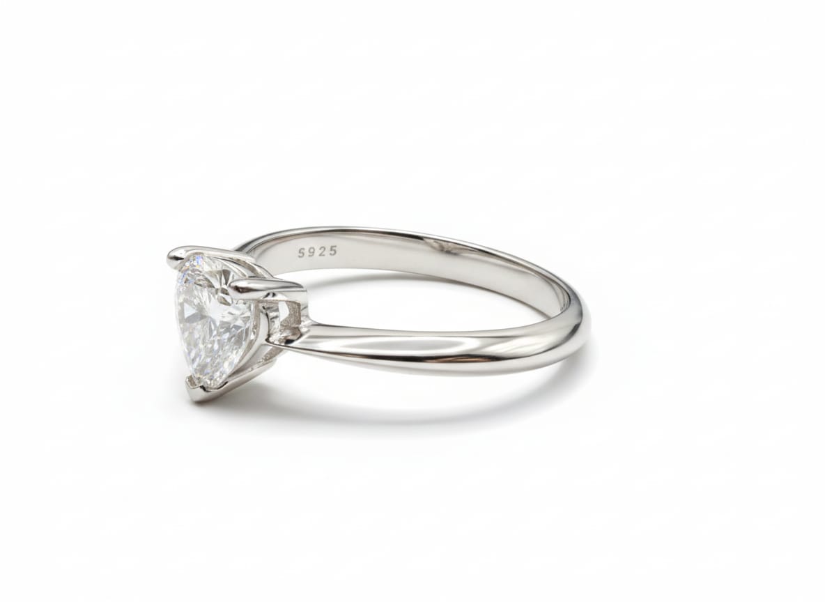 Sterling Silver Heart Solitaire Ring