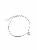 Moissanite Curved Bar Bead Chain Bracelet