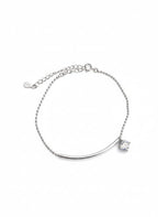 Moissanite Curved Bar Bead Chain Bracelet