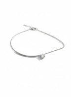 Moissanite Curved Bar Bead Chain Bracelet
