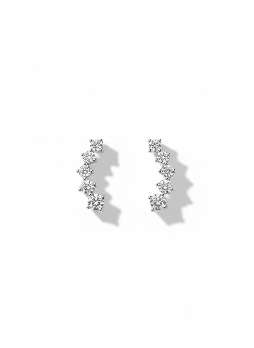 Sterling Silver Five-Stone Crawlers studs