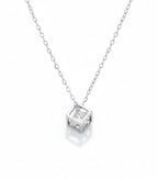 Geometric Cube with Floating Brilliant Round Solitaire Necklace