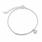Moissanite Curved Bar Bead Chain Bracelet