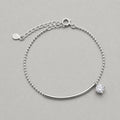 Moissanite Curved Bar Bead Chain Bracelet