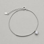 Moissanite Curved Bar Bead Chain Bracelet