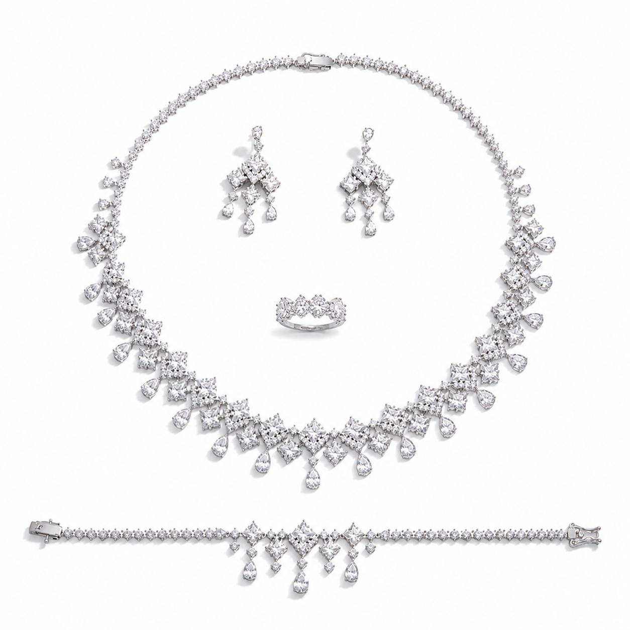 Radiant Square and Pear-Cut Crystals Set