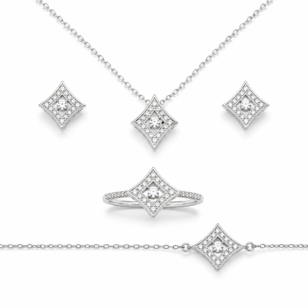 Geometric Rhombus Cut-Out Jewelry Set