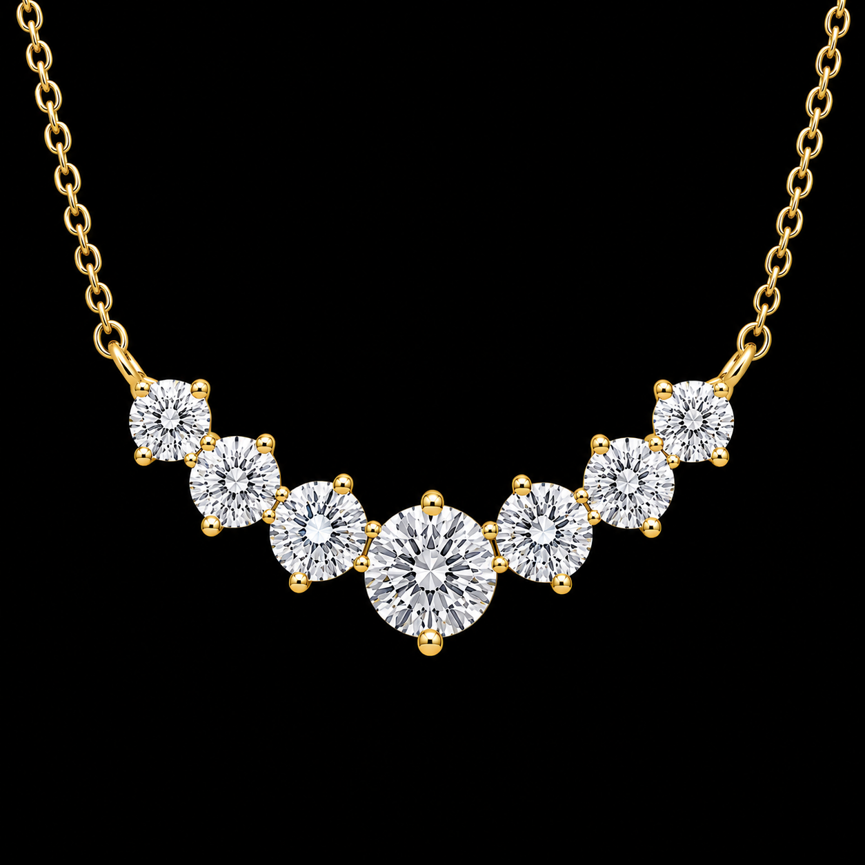 Sterling Silver Graduated Seven-Stone Necklace