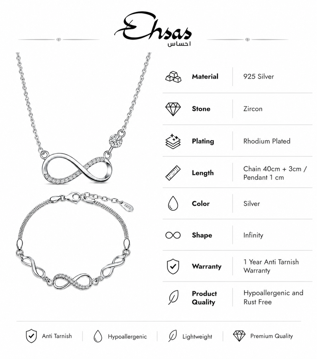 Infinity Necklace & Multi-Link Bracelet Set
