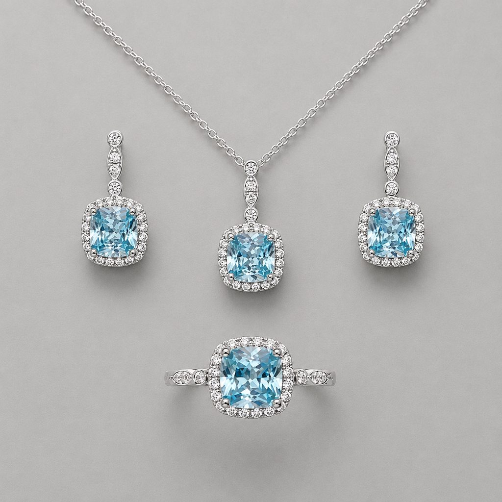 Ice-Blue Zircon Jewelry Set