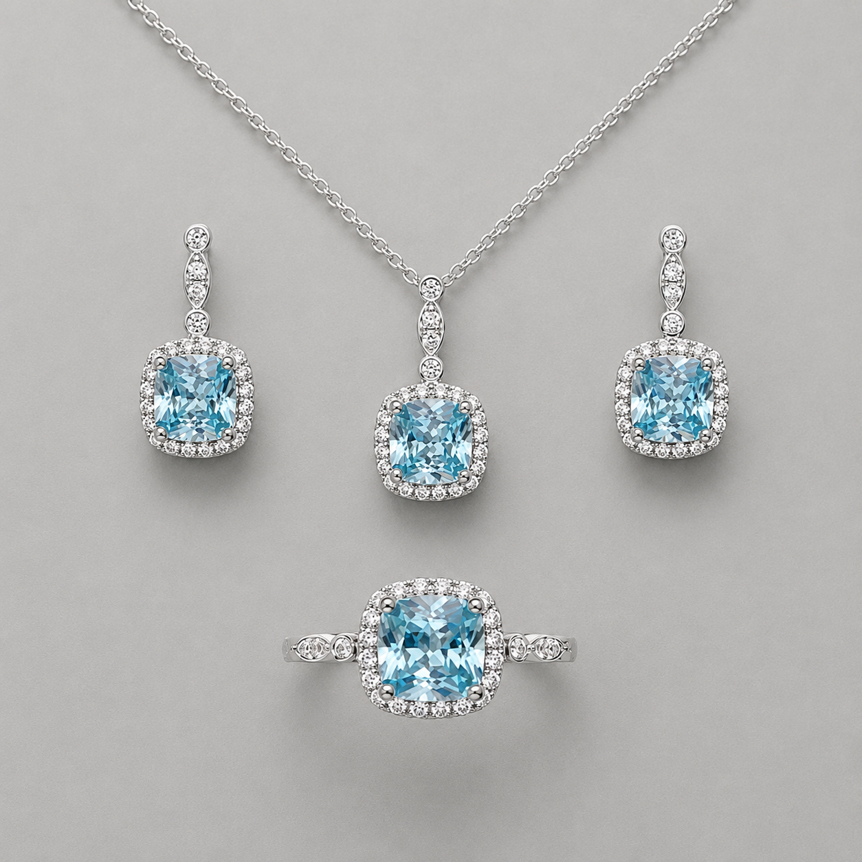 Ice-Blue Zircon Jewelry Set