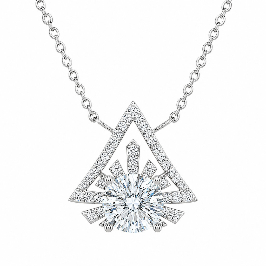Sterling Silver Triangular Halo Necklace