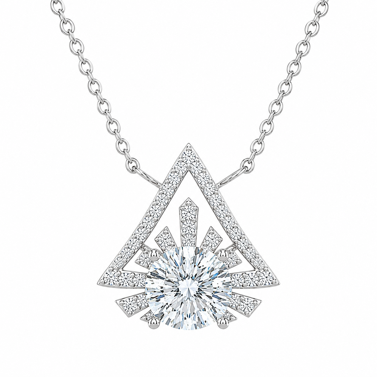 Sterling Silver Triangular Halo Necklace