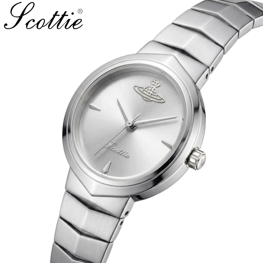 Scottie 9782 Women’s Snakebone Bracelet Watch – New Luxury Fashion Wristwatch  Sliver