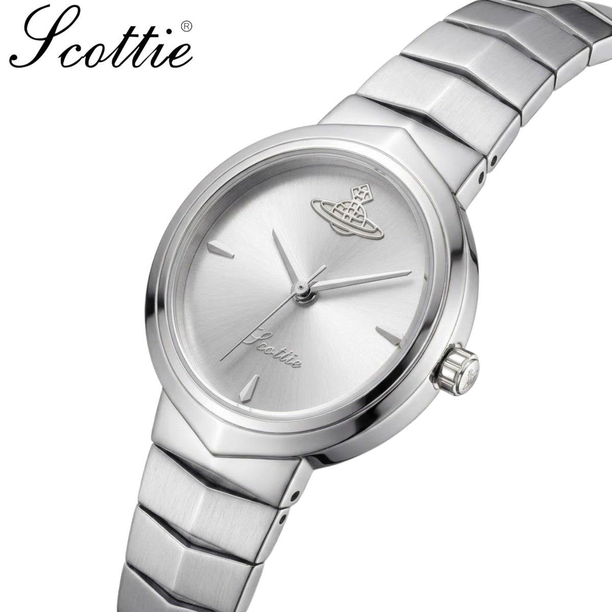 Scottie 9782 Women’s Snakebone Bracelet Watch – New Luxury Fashion Wristwatch  Sliver