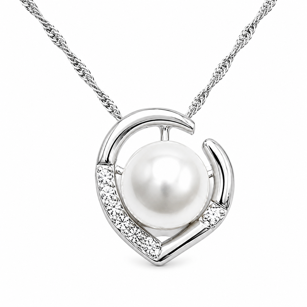 Crescent Pearl Necklace & Earring Set