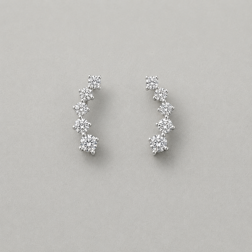 Sterling Silver Five-Stone Crawlers studs