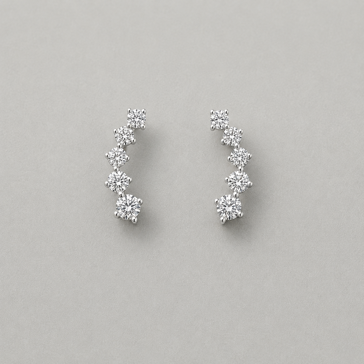 Sterling Silver Five-Stone Crawlers studs