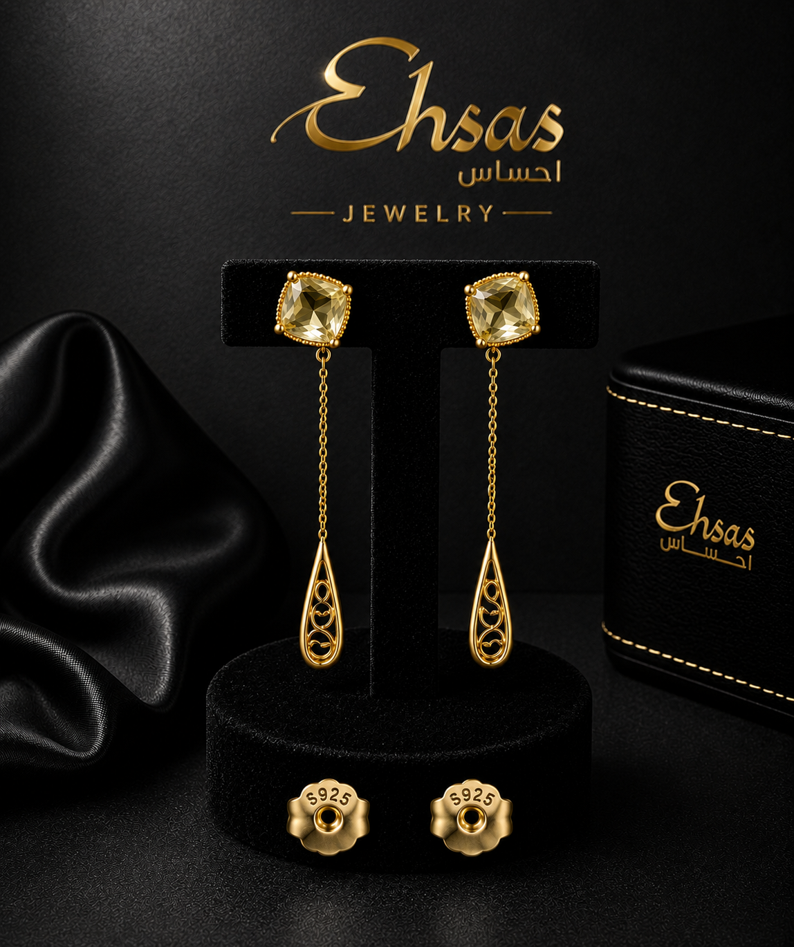 Gold-Plated Citrine Drop Earrings