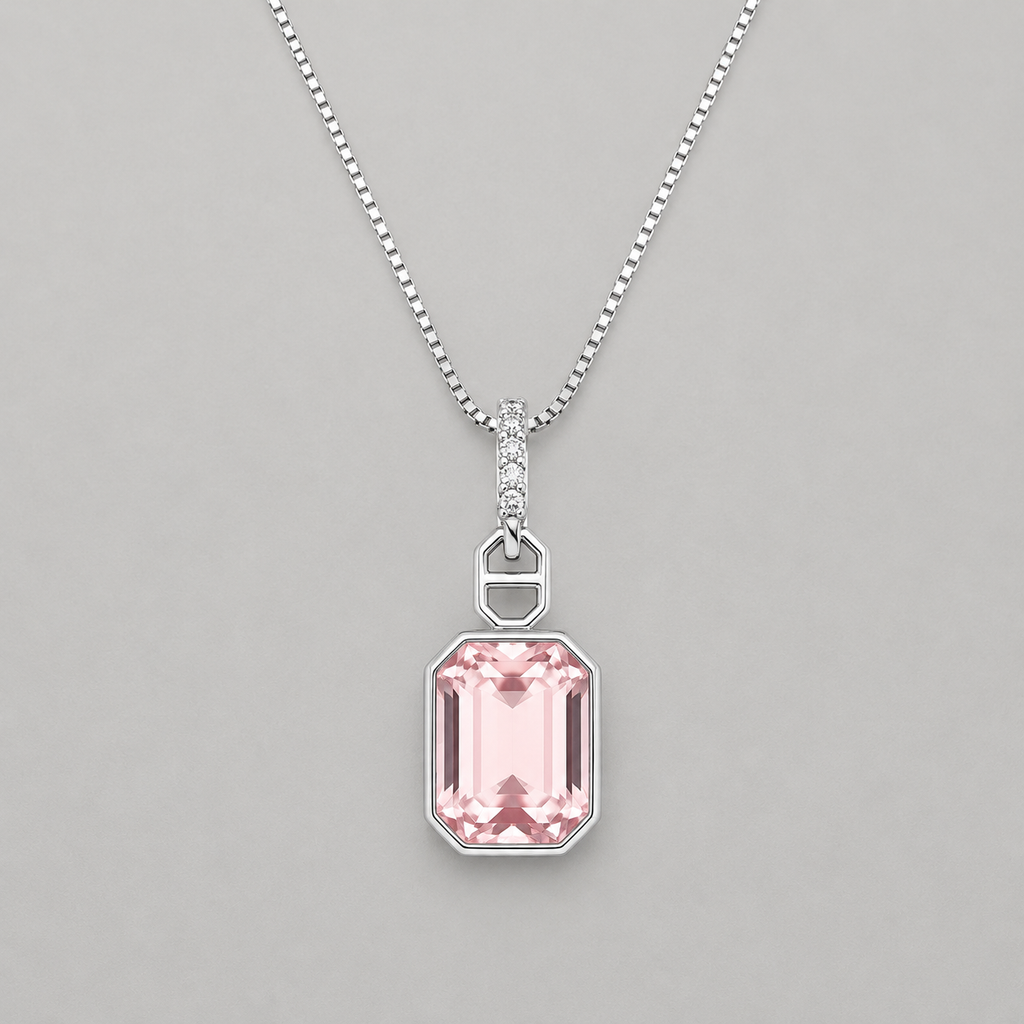 Minimalist Silver Emerald-Cut Pendant