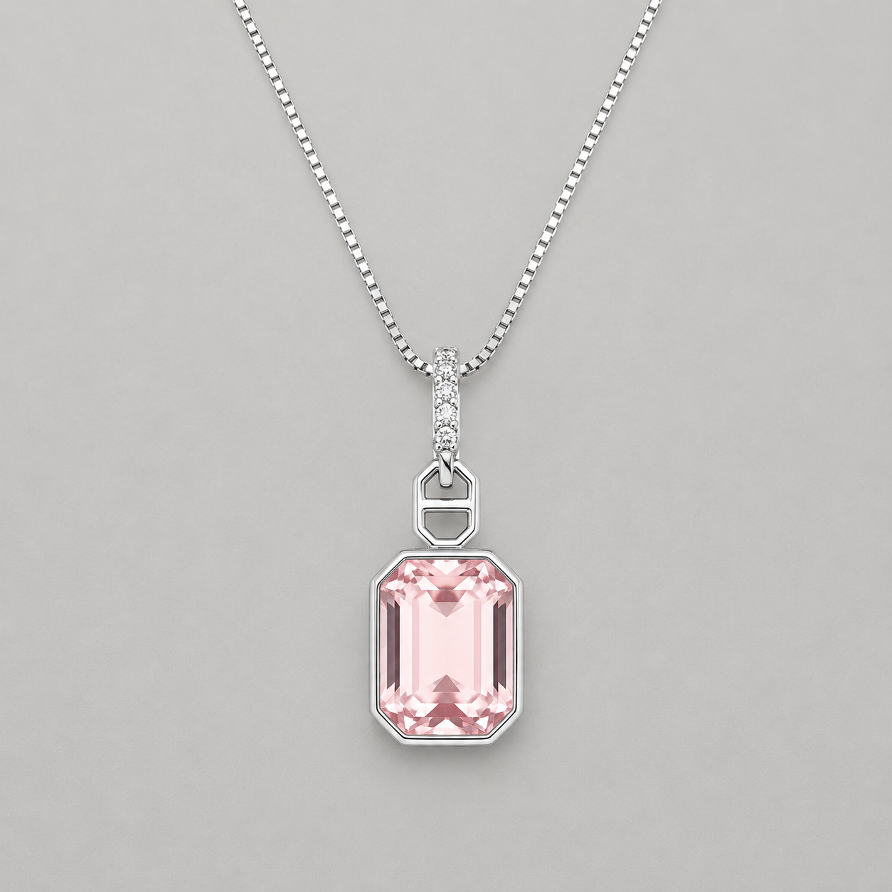 Minimalist Silver Emerald-Cut Pendant