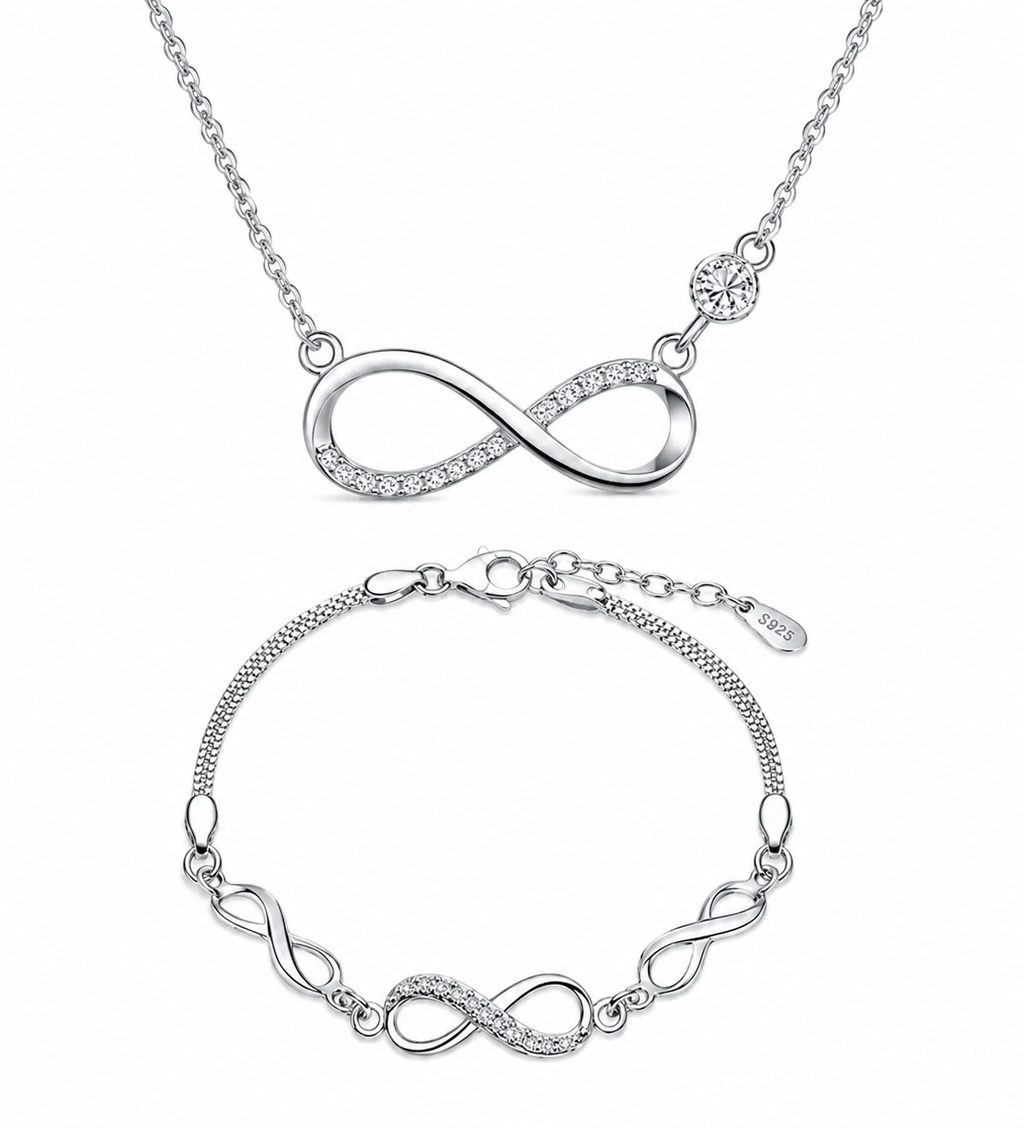 Infinity Necklace & Multi-Link Bracelet Set