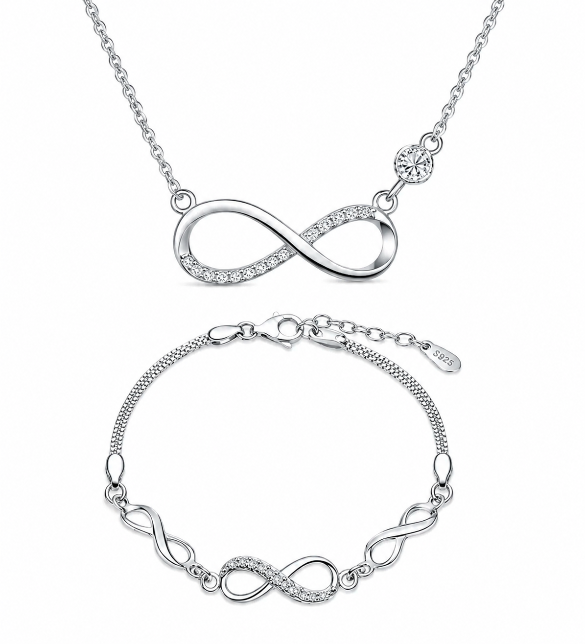 Infinity Necklace & Multi-Link Bracelet Set
