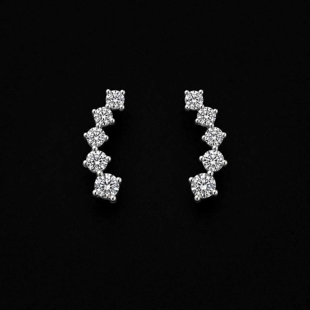 Sterling Silver Five-Stone Crawlers studs