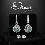 Moss Agate Pear-Cut Drop Earrings