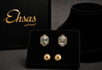Hexagon Moss Agate Stud