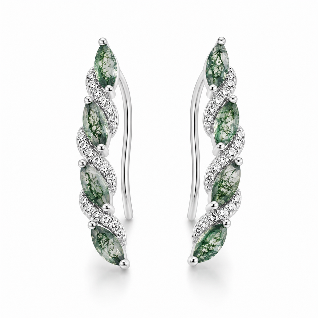 Ethereal Moss Agate Vine Earrings