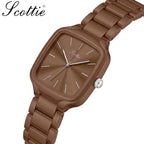 Scottie 9718 Women’s Luxury Square Watch – Stainless Steel Quartz with Brown Color