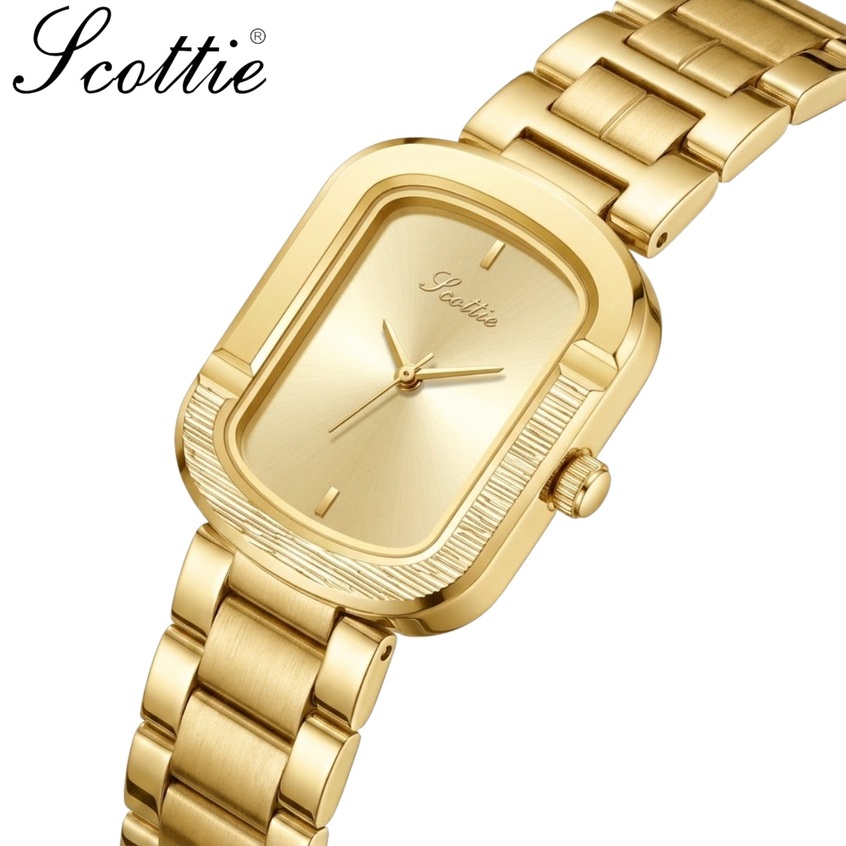 Scottie 9723 Women’s Modern Luxury Watch – Elegant Analog Quartz Wristwatch with Waterproof Alloy Band Gold