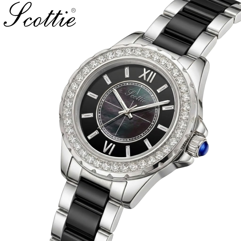 Scottie 9677 Women’s Gold Stainless Steel Watch – Waterproof Quartz Sport Wristwatch Black
