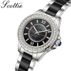 Scottie 9677 Women’s Gold Stainless Steel Watch – Waterproof Quartz Sport Wristwatch Black