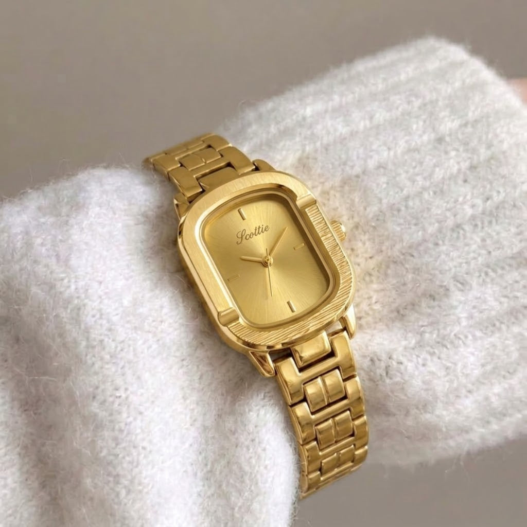 Scottie 9723 Women’s Modern Luxury Watch – Elegant Analog Quartz Wristwatch with Waterproof Alloy Band Gold