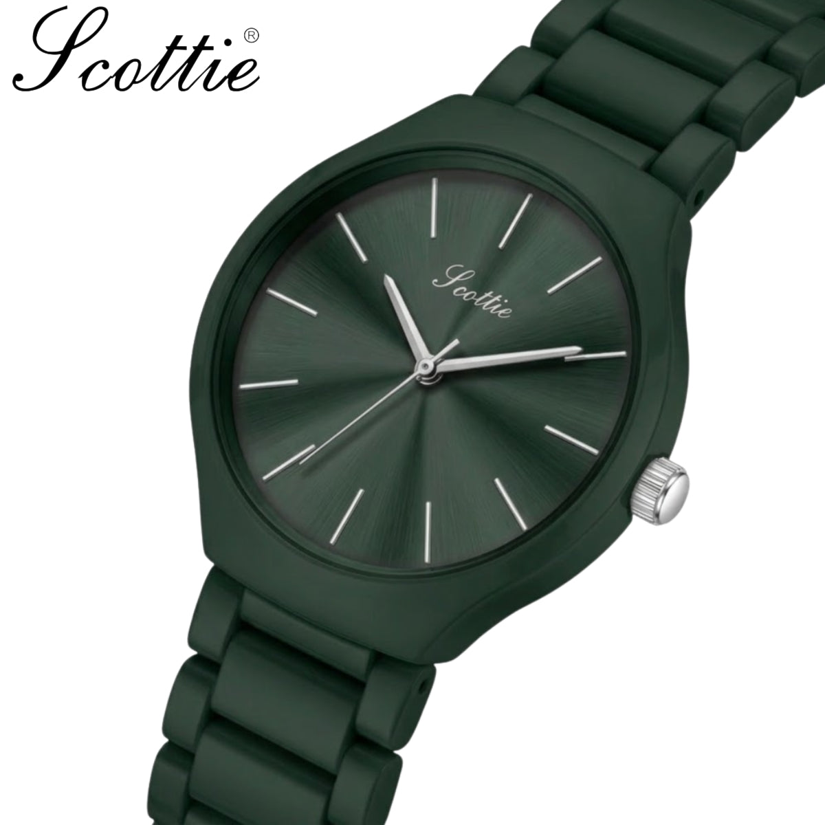 Scottie 9729 Women’s Simple Luxury Watch – Waterproof Stainless Steel Quartz with Green Dial