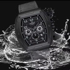 NAVIFORCE 8053 Men's Watch – Waterproof Sport Chronograph with Luxury Leather Band Black