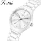 Scottie 9729 Women’s Simple Luxury Watch – Waterproof Stainless Steel Quartz with White Dial