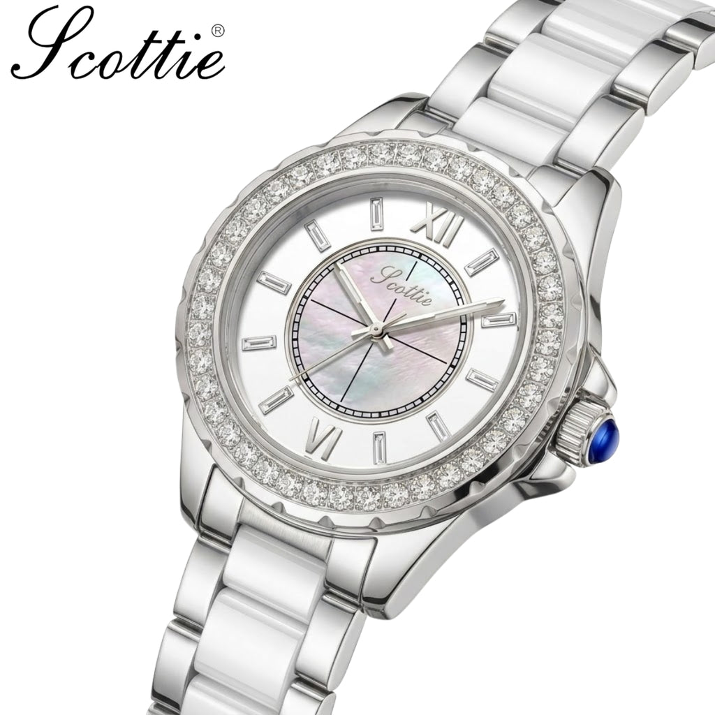 Scottie 9677 Women’s Gold Stainless Steel Watch – Waterproof Quartz Sport Wristwatch White