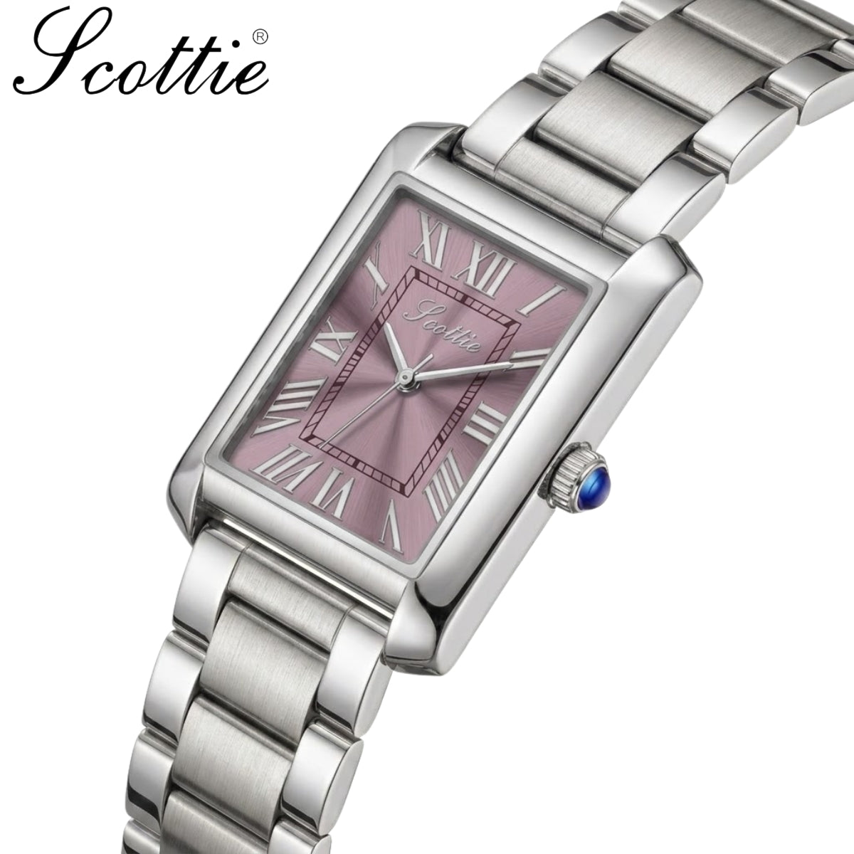 Scottie 9655 Women’s Classic Square Gold Watch – Luxury Stainless Steel Quartz Wristwatch Purple