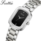 Scottie 9723 Women’s Modern Luxury Watch – Elegant Analog Quartz Wristwatch with Waterproof Alloy Band Black