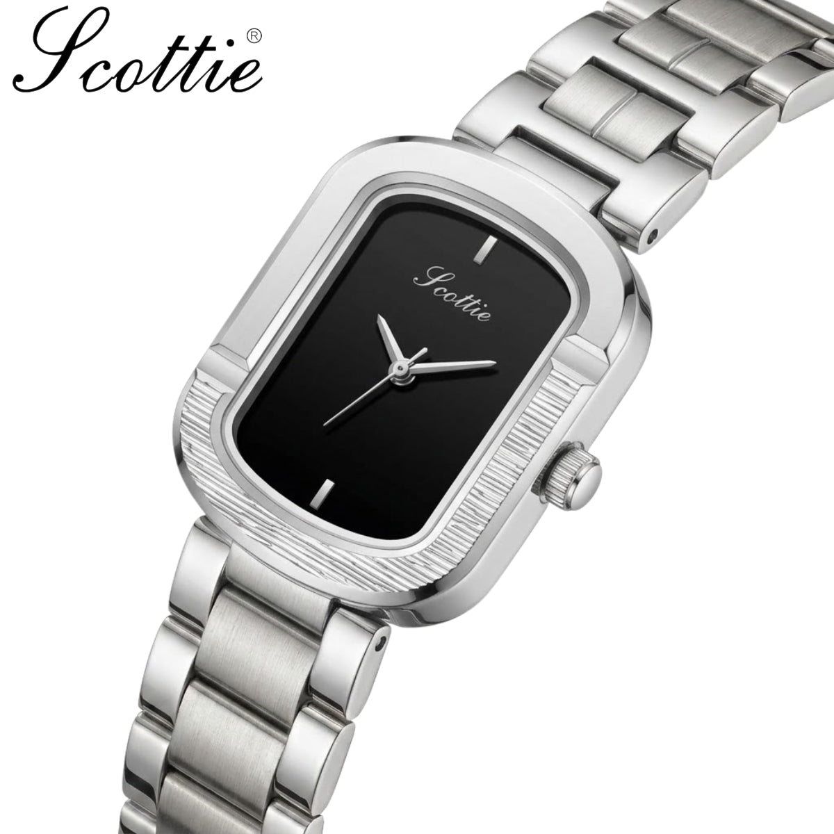 Scottie 9723 Women’s Modern Luxury Watch – Elegant Analog Quartz Wristwatch with Waterproof Alloy Band Black