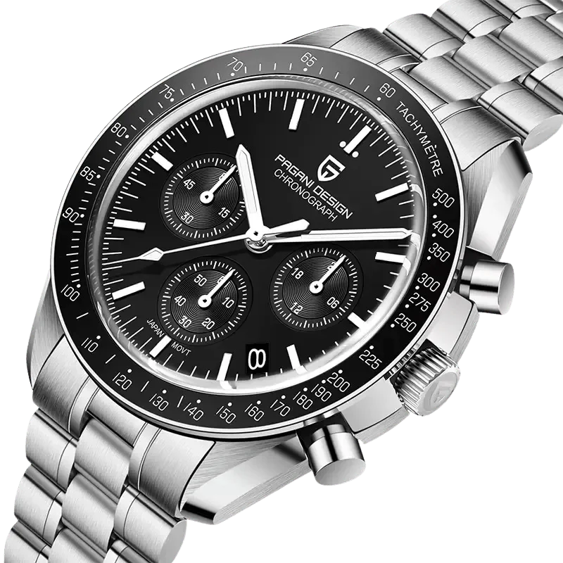 Pagani Design V6 Men’s Watch – VK63 Quartz Chronograph Stainless Steel - PD 1701 - Black Dial