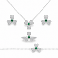 Three-Leaf Clover Jewelry Set Pavé-Set