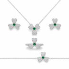 Three-Leaf Clover Jewelry Set Pavé-Set