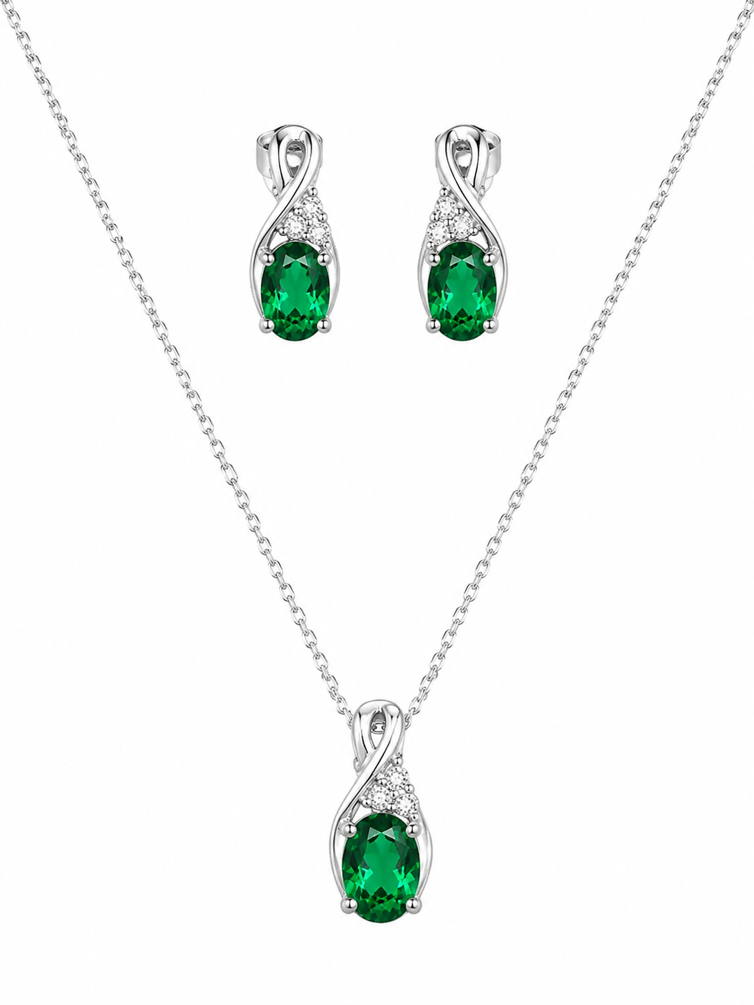 Oval Blue Green Zircon Jewelry Set