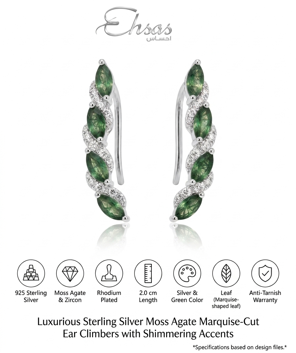 Ethereal Moss Agate Vine Earrings