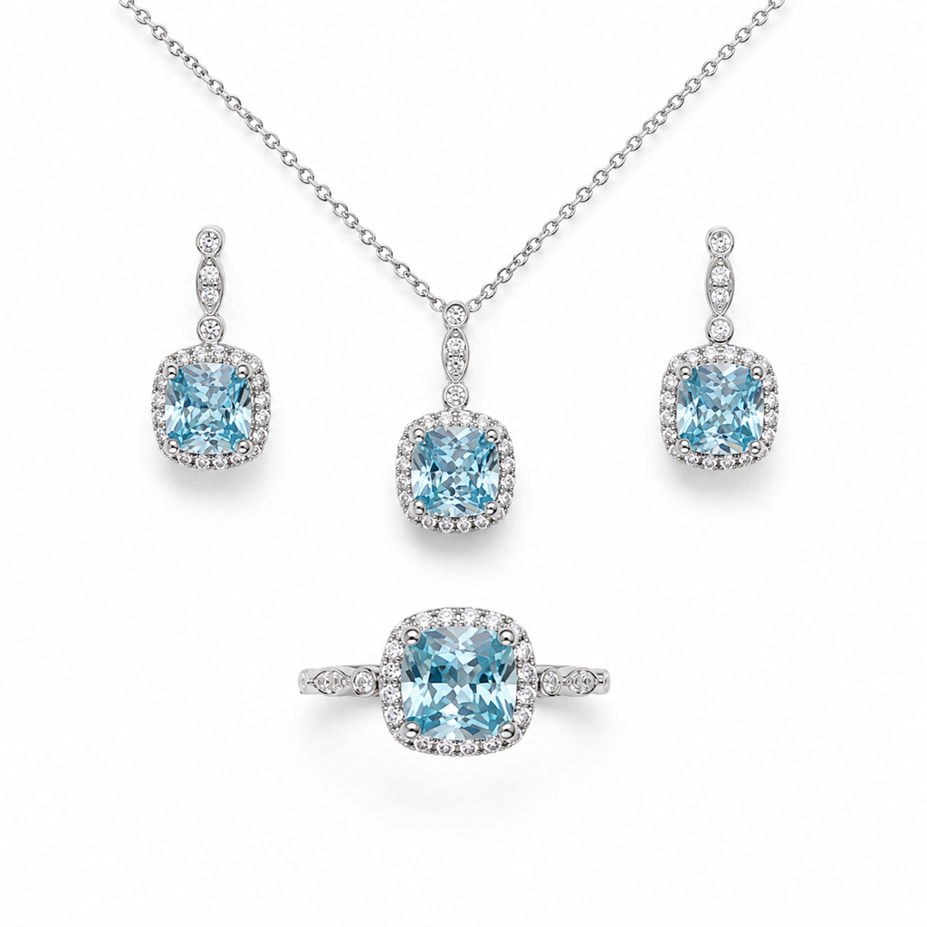 Ice-Blue Zircon Jewelry Set