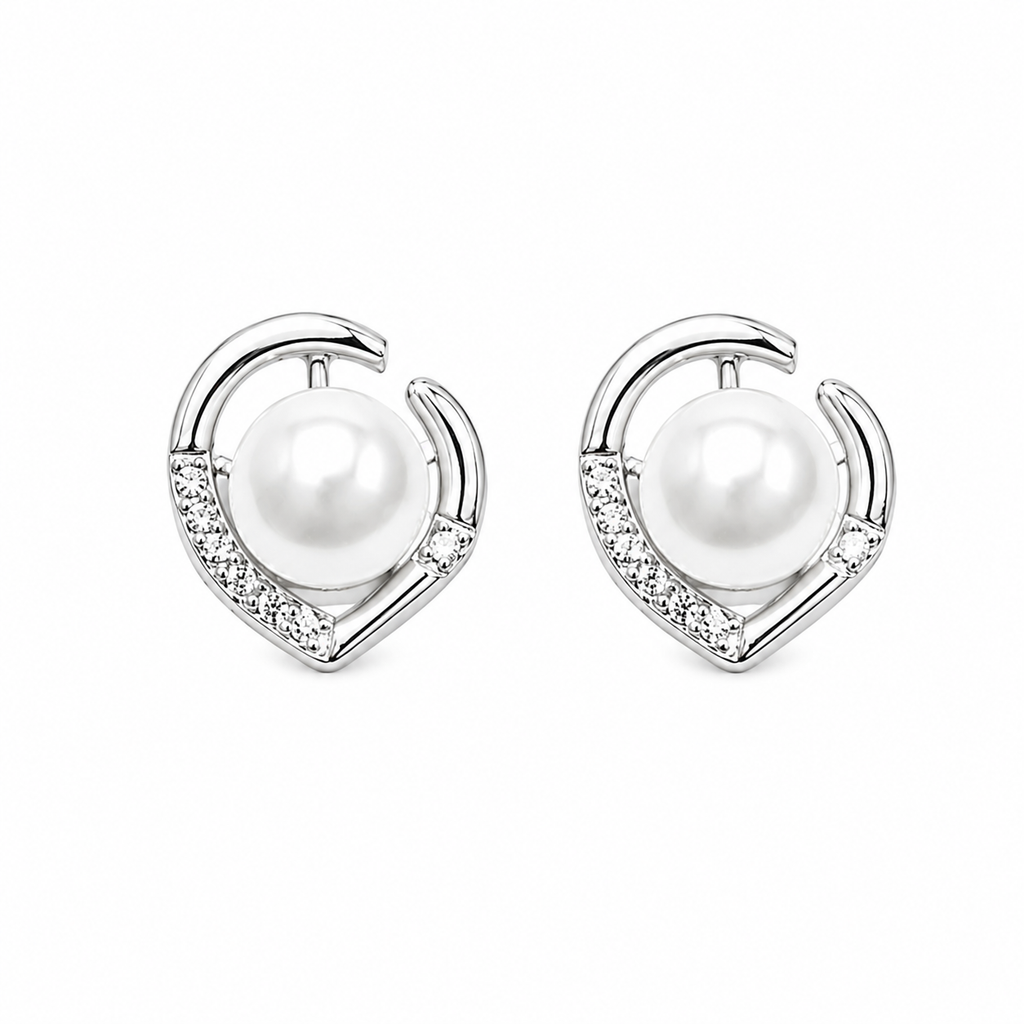 Crescent Pearl Necklace & Earring Set